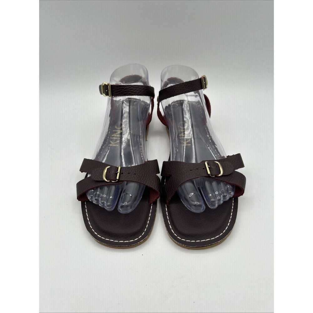 Kino Womens Lilly‎ Sandals 9 Burgundy Leather Strappy Flat Key West Handmade